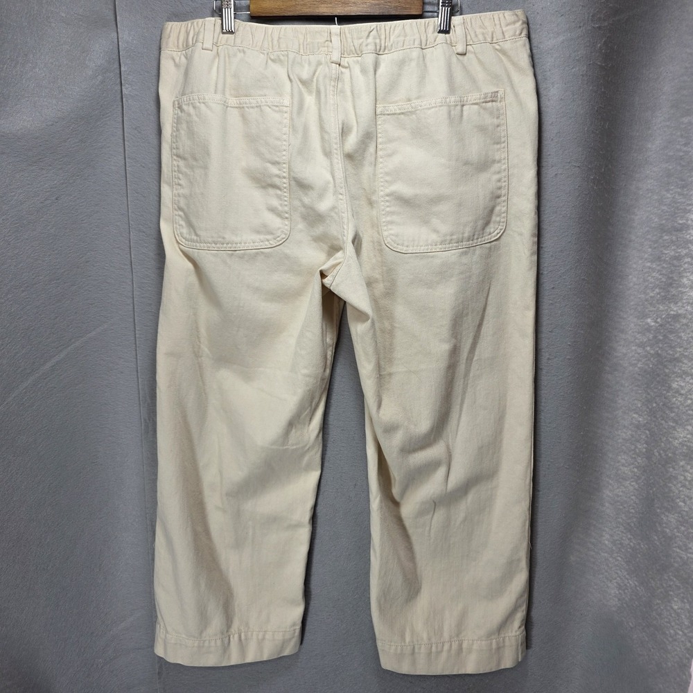 Banana Republic Pleated Pants Womens XL Straight Leg Twill Casual Pockets Creme - Picture 2 of 15